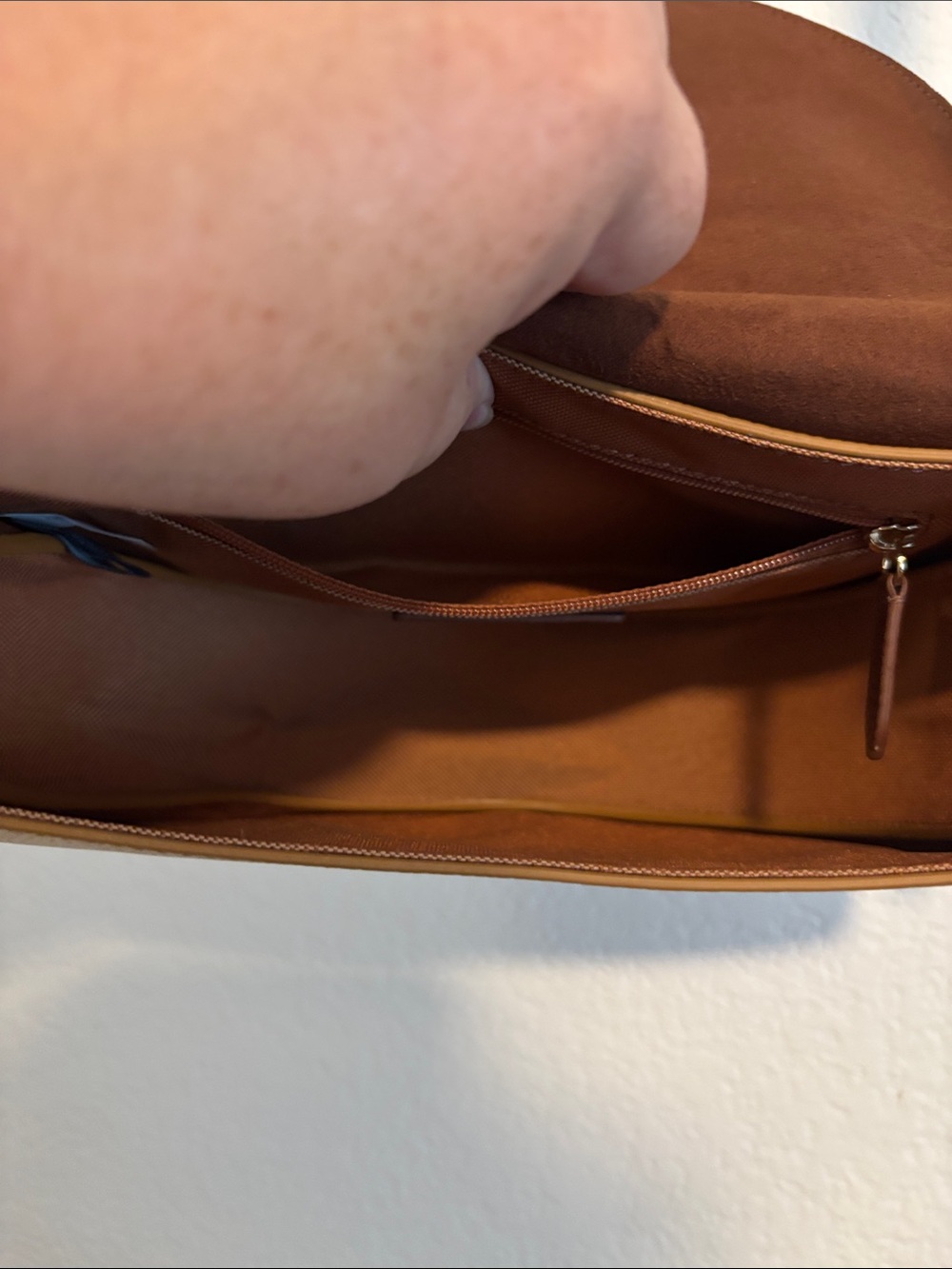 Cole Haan Brown & Tan Leather Crossbody Saddle Bag - Picture 5 of 5